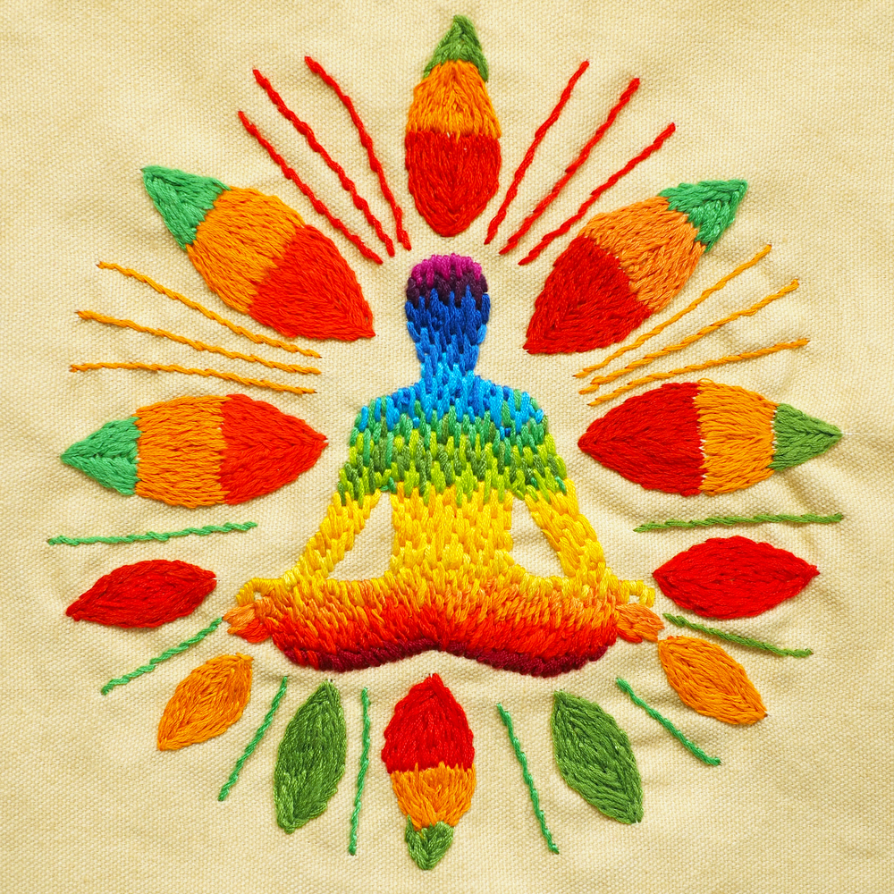 Human Yoga Design on Embroidery