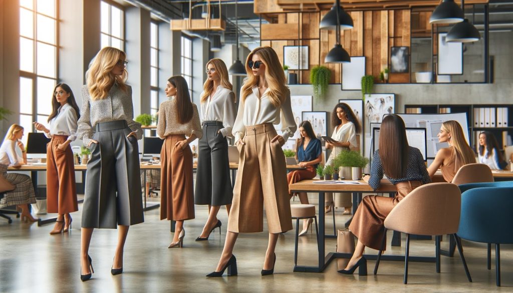 Women wearing Culottes in oggice while working